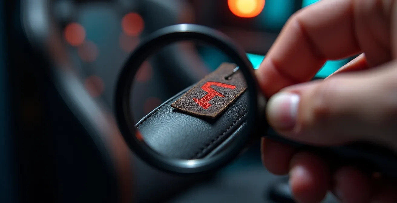 Gros plan sur des mains examinant une étiquette de prix avec une loupe